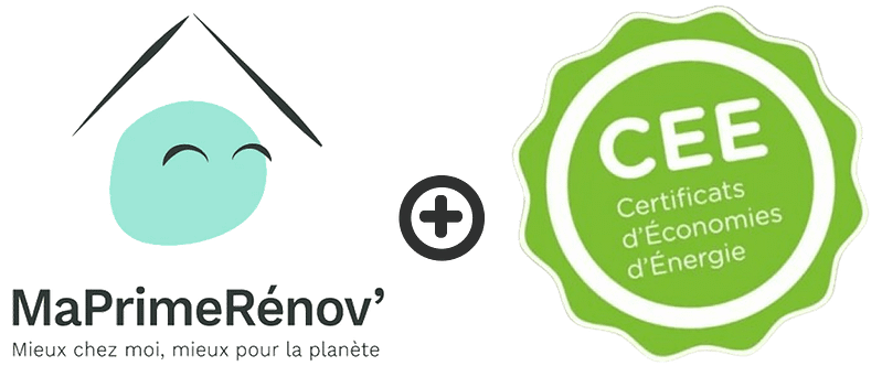 Logos MaPrimeRénov’ et CEE – aides à la rénovation énergétique